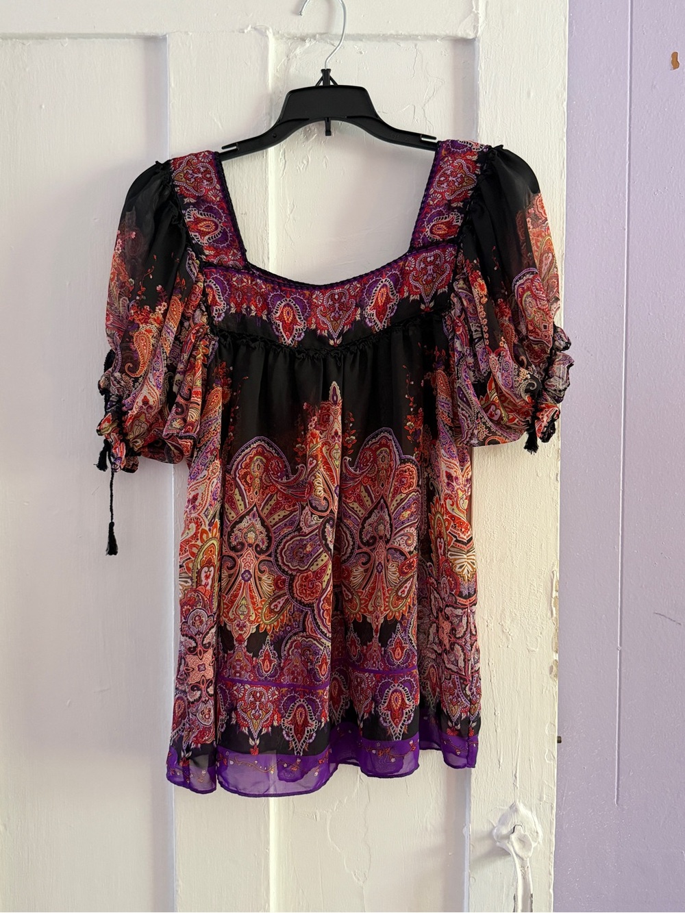 Ice Women's Paisley Square-Neck Tunic - Black & Purple